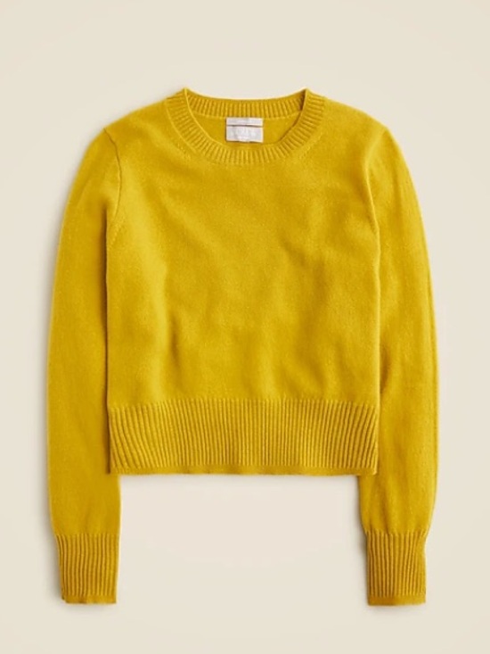 J. Crew Sweaters - J Crew Cashmere Slim Fit Crewneck Sweater M Green Cropped Fit